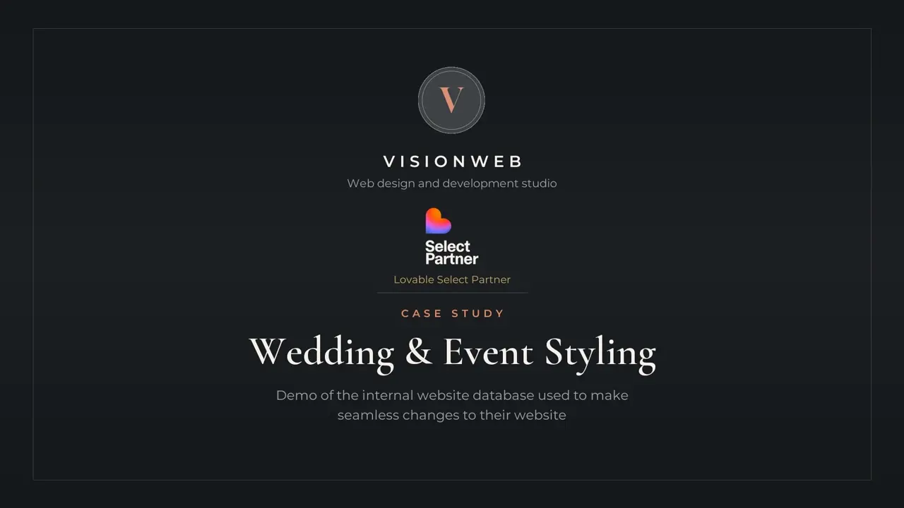 Wedding & Event Styling admin section preview