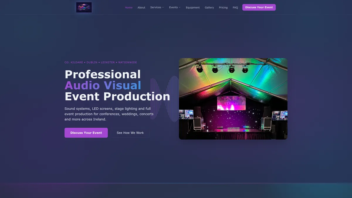Audio Visual Events website preview