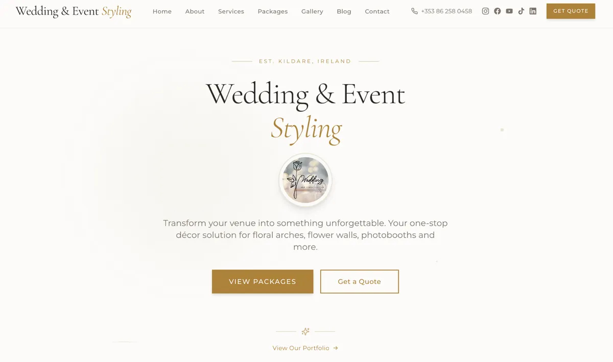Wedding Event Styling website preview
